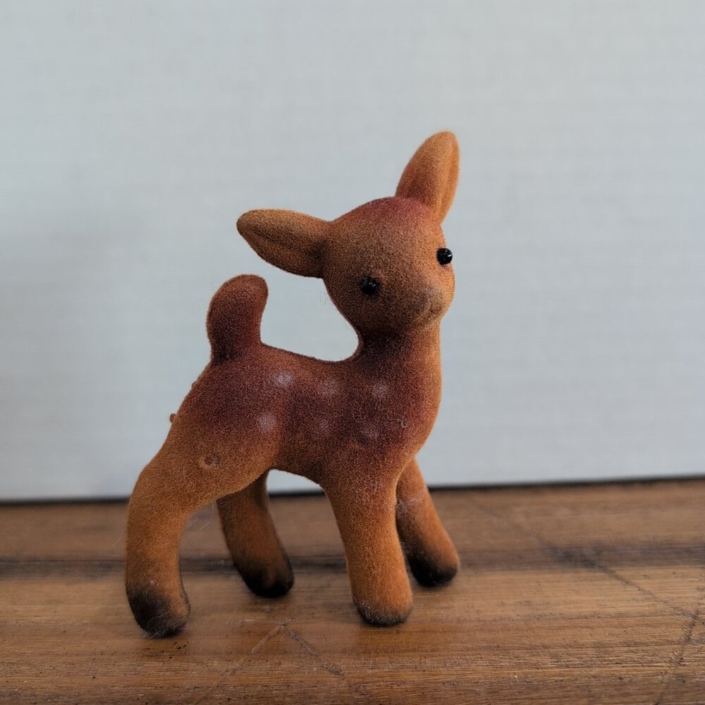 Vintage Flocked Bambi Figurine - Picture 1 of 4